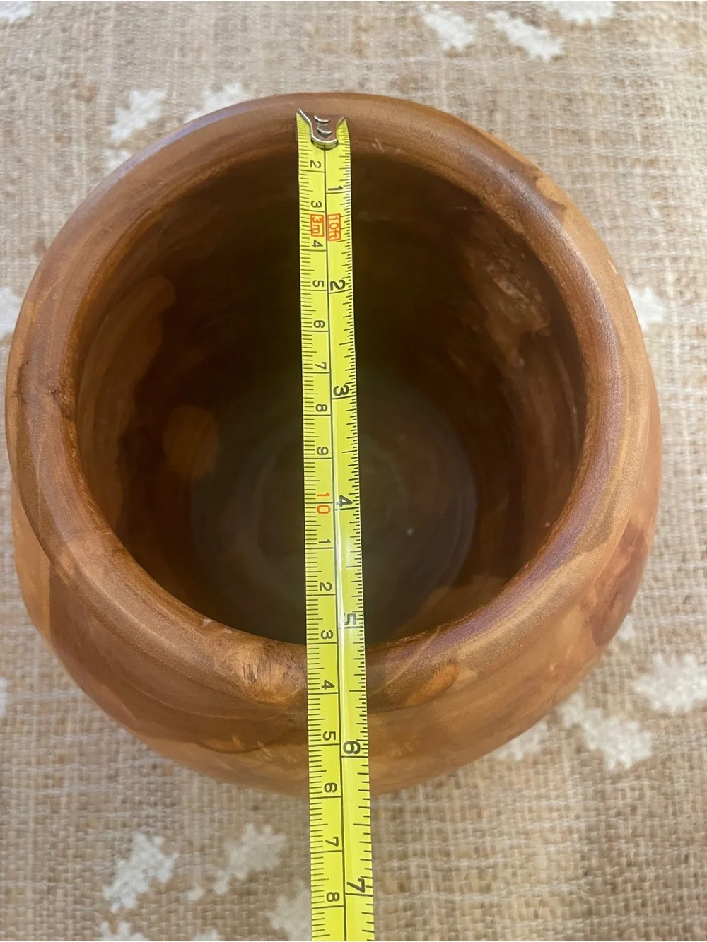 Turned Teak Root Dry Vase Rounded Urn